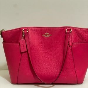 Hot Pink Leather Coach Tote